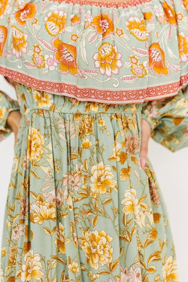 Baltic Born Maxi Dresses Leidy Off Shoulder Maxi Dress Sage Multi 8211 Women Baltic Born Maxi Dresses Leidy Off Shoulder Maxi Dress Sage Multi 8211 Women