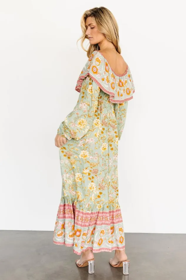 Baltic Born Maxi Dresses Leidy Off Shoulder Maxi Dress Sage Multi 8211 Women Baltic Born Maxi Dresses Leidy Off Shoulder Maxi Dress Sage Multi 8211 Women