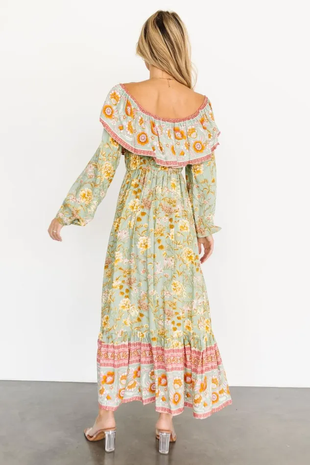 Baltic Born Maxi Dresses Leidy Off Shoulder Maxi Dress Sage Multi 8211 Women Baltic Born Maxi Dresses Leidy Off Shoulder Maxi Dress Sage Multi 8211 Women