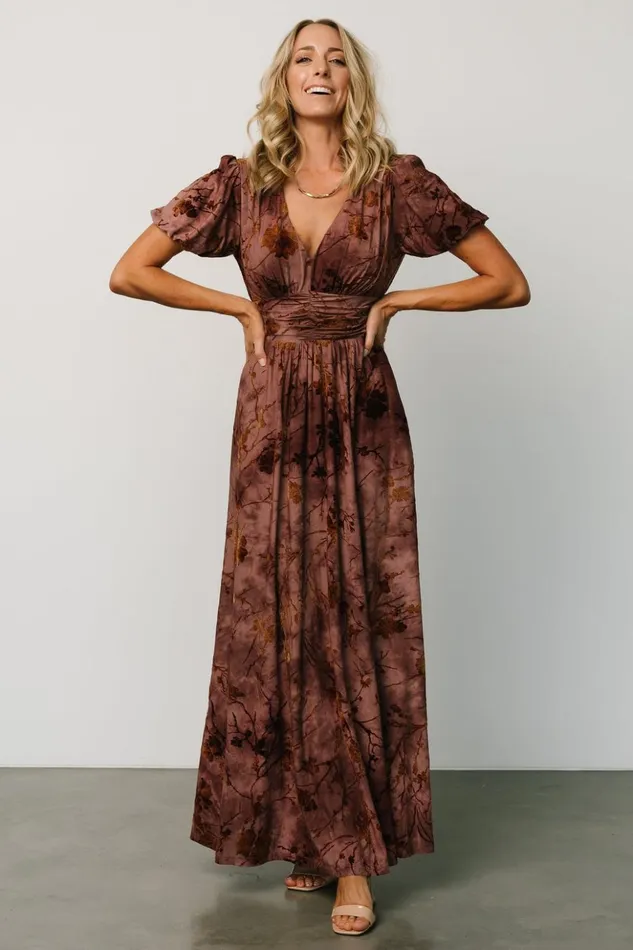 Baltic Born Maxi Dresses Leslie Velvet Maxi Dress Dusty Clove 8211 Women Baltic Born Maxi Dresses Leslie Velvet Maxi Dress Dusty Clove 8211 Women