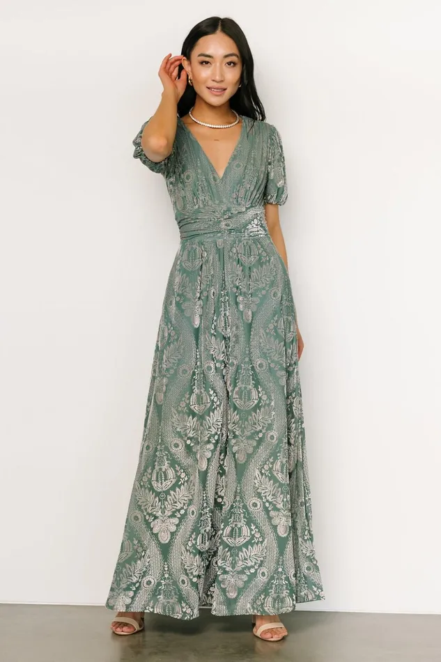 Baltic Born Maxi Dresses Leslie Velvet Maxi Dress Sage Silver 8211 Women