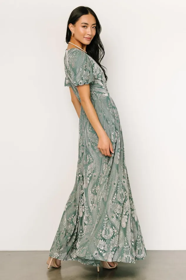 Baltic Born Maxi Dresses Leslie Velvet Maxi Dress Sage Silver 8211 Women Baltic Born Maxi Dresses Leslie Velvet Maxi Dress Sage Silver 8211 Women