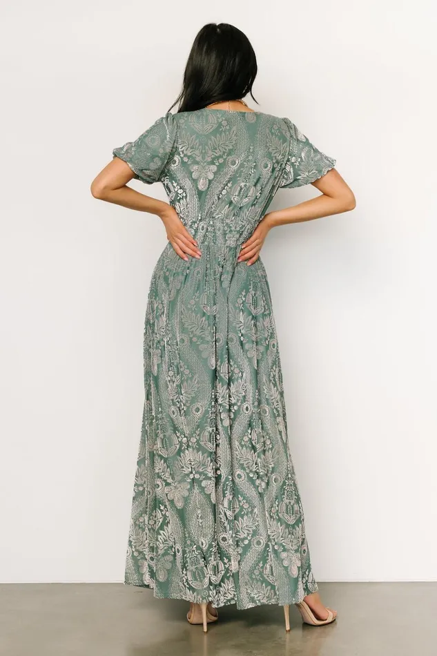 Baltic Born Maxi Dresses Leslie Velvet Maxi Dress Sage Silver 8211 Women Baltic Born Maxi Dresses Leslie Velvet Maxi Dress Sage Silver 8211 Women