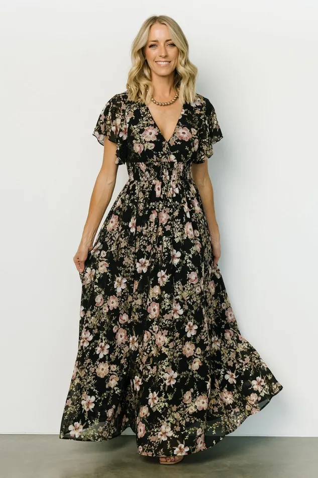 Baltic Born Maxi Dresses Lynlee Metallic Maxi Dress Black Mauve 8211 Women Baltic Born Maxi Dresses Lynlee Metallic Maxi Dress Black Mauve 8211 Women