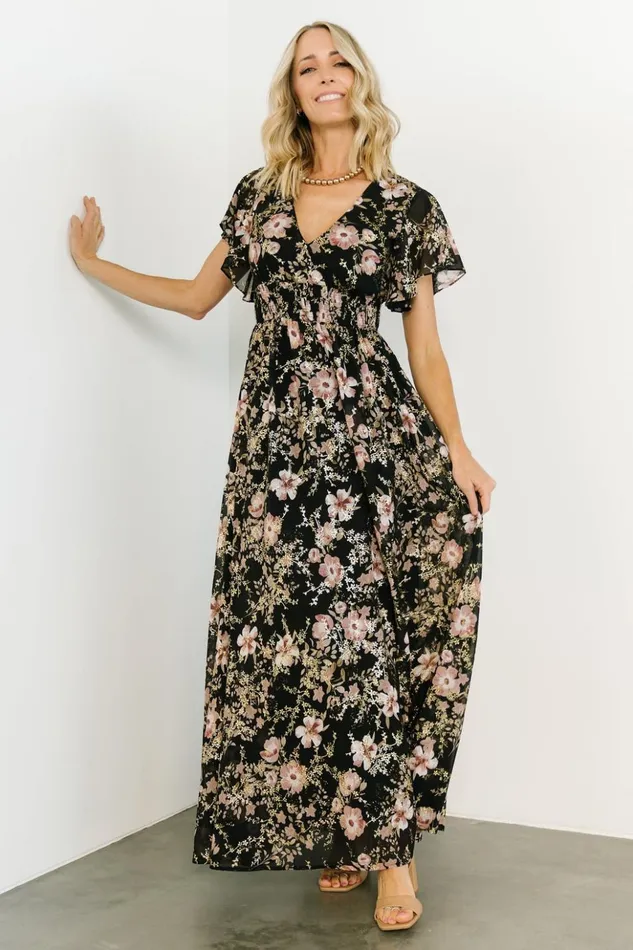 Baltic Born Maxi Dresses Lynlee Metallic Maxi Dress Black Mauve 8211 Women Baltic Born Maxi Dresses Lynlee Metallic Maxi Dress Black Mauve 8211 Women