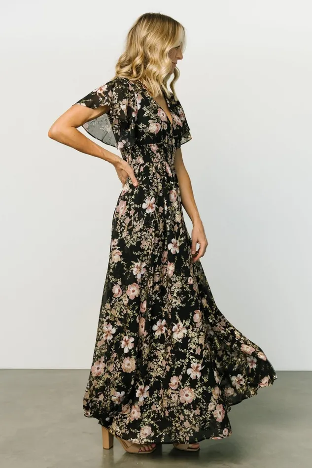 Baltic Born Maxi Dresses Lynlee Metallic Maxi Dress Black Mauve 8211 Women Baltic Born Maxi Dresses Lynlee Metallic Maxi Dress Black Mauve 8211 Women