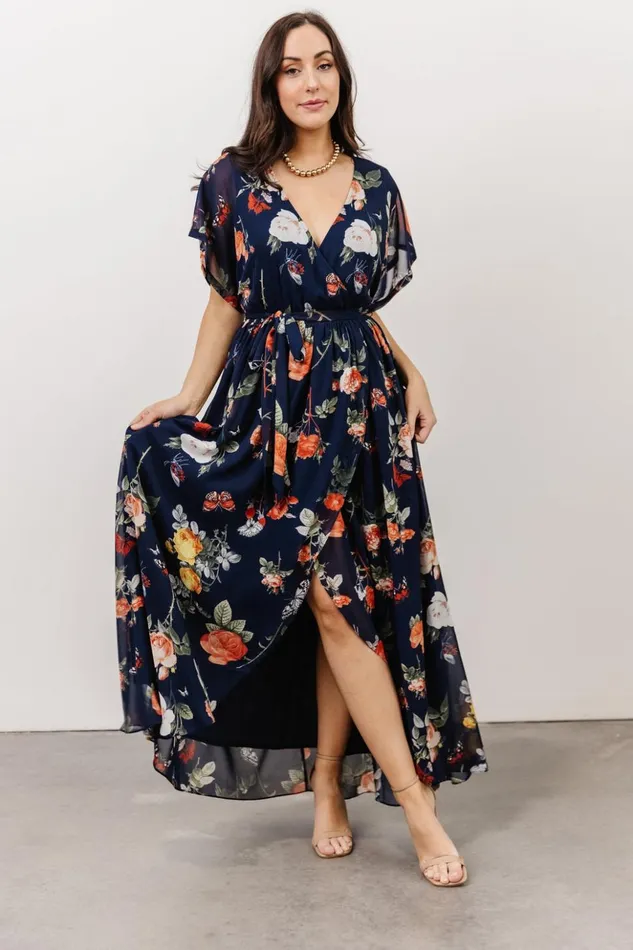 Baltic Born Maxi Dresses Madeline Maxi Dress Navy Coral Floral 8211 Women