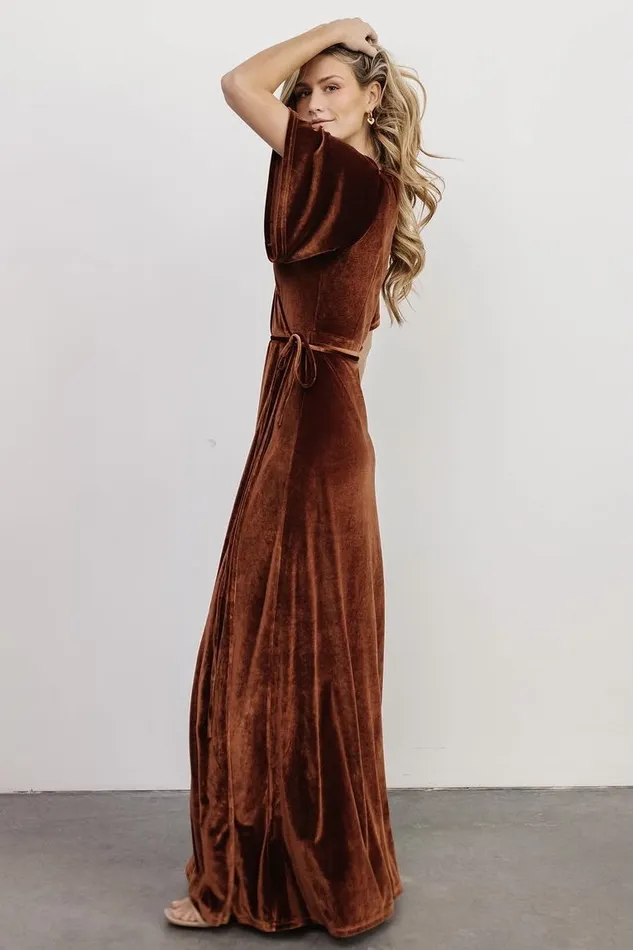 Baltic Born Maxi Dresses Meghan Velvet Wrap Maxi Dress Bronze 8211 Women Baltic Born Maxi Dresses Meghan Velvet Wrap Maxi Dress Bronze 8211 Women
