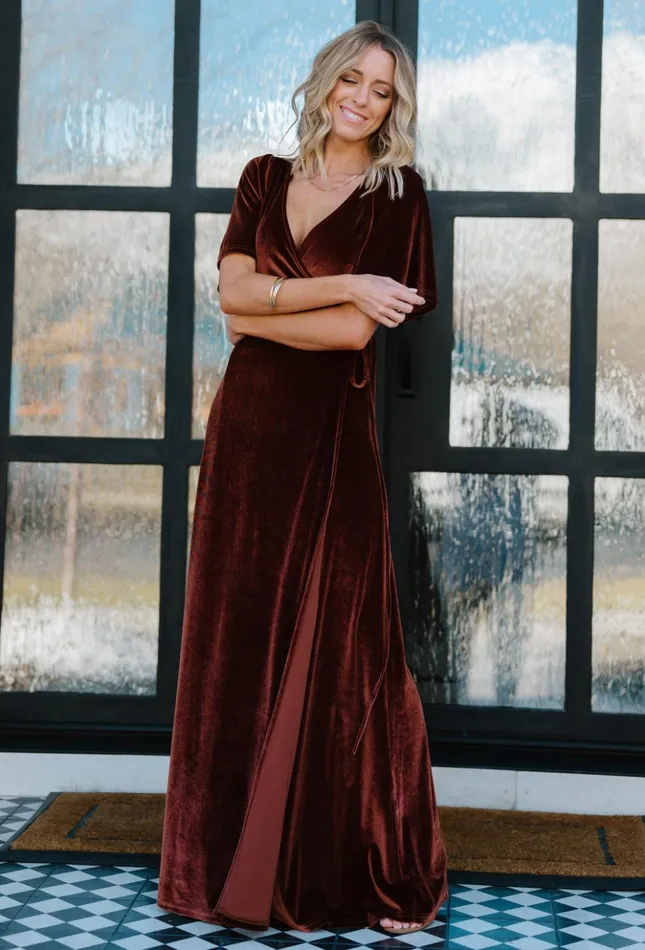 Baltic Born Maxi Dresses Meghan Velvet Wrap Maxi Dress Bronze 8211 Women Baltic Born Maxi Dresses Meghan Velvet Wrap Maxi Dress Bronze 8211 Women