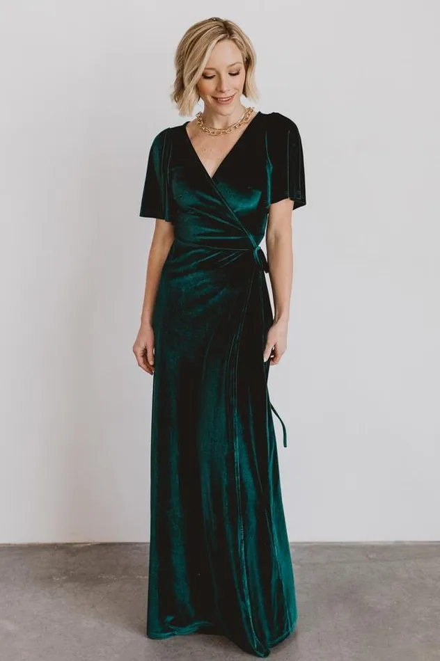 Baltic Born Maxi Dresses Meghan Velvet Wrap Maxi Dress Emerald 8211 Women