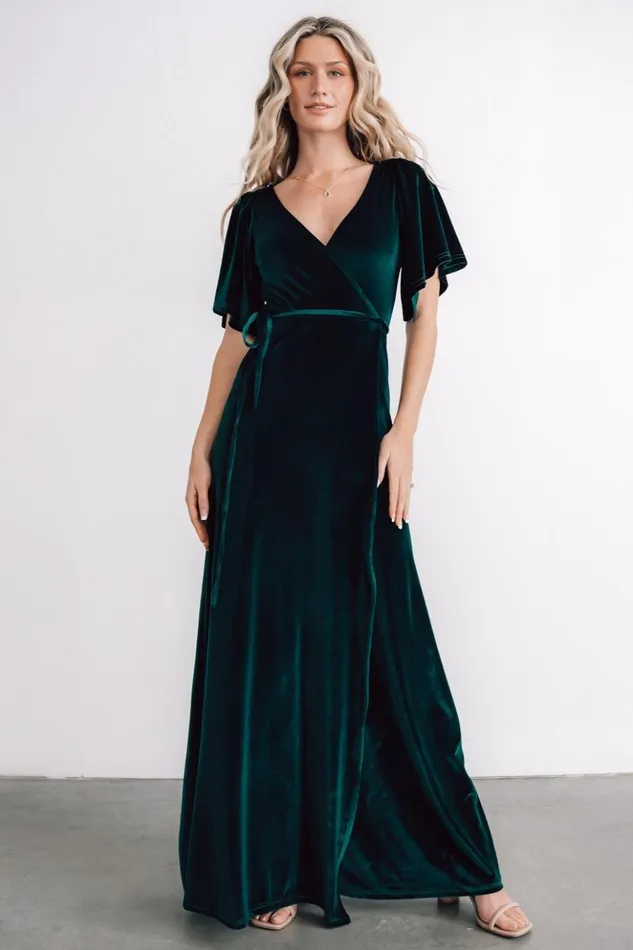 Baltic Born Maxi Dresses Meghan Velvet Wrap Maxi Dress Emerald 8211 Women Baltic Born Maxi Dresses Meghan Velvet Wrap Maxi Dress Emerald 8211 Women