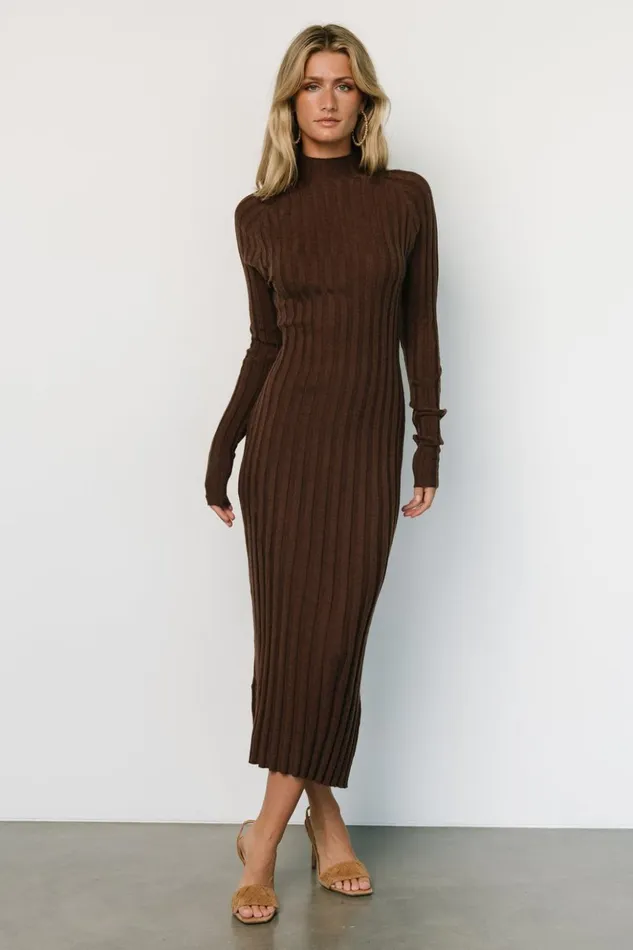 Baltic Born Maxi Dresses Oliver Ribbed Sweater Dress Chocolate 8211 Women