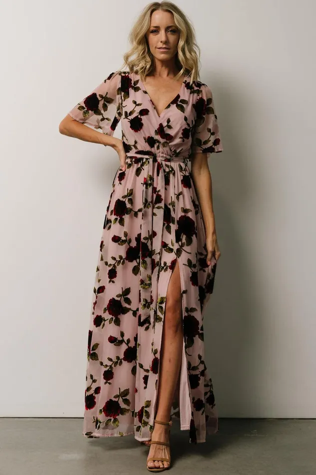 Baltic Born Maxi Dresses Parisian Velvet Maxi Dress Blush Rose Floral 8211 Women Baltic Born Maxi Dresses Parisian Velvet Maxi Dress Blush Rose Floral 8211 Women