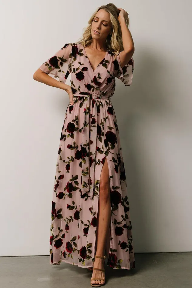Baltic Born Maxi Dresses Parisian Velvet Maxi Dress Blush Rose Floral 8211 Women Baltic Born Maxi Dresses Parisian Velvet Maxi Dress Blush Rose Floral 8211 Women