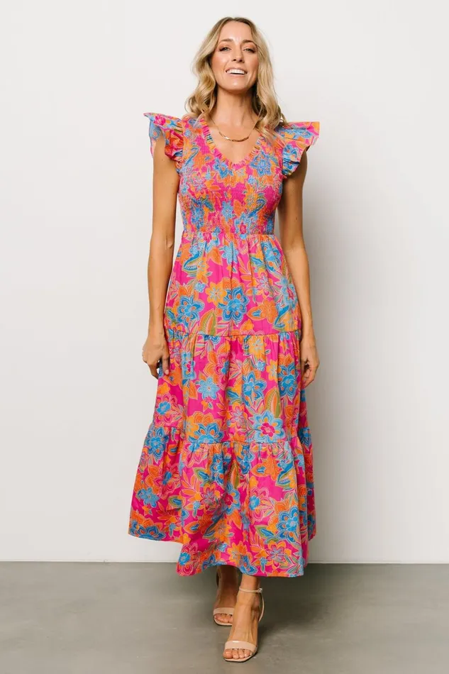 Baltic Born Maxi Dresses Ranchero Smocked Maxi Dress Pink Multi 8211 Women