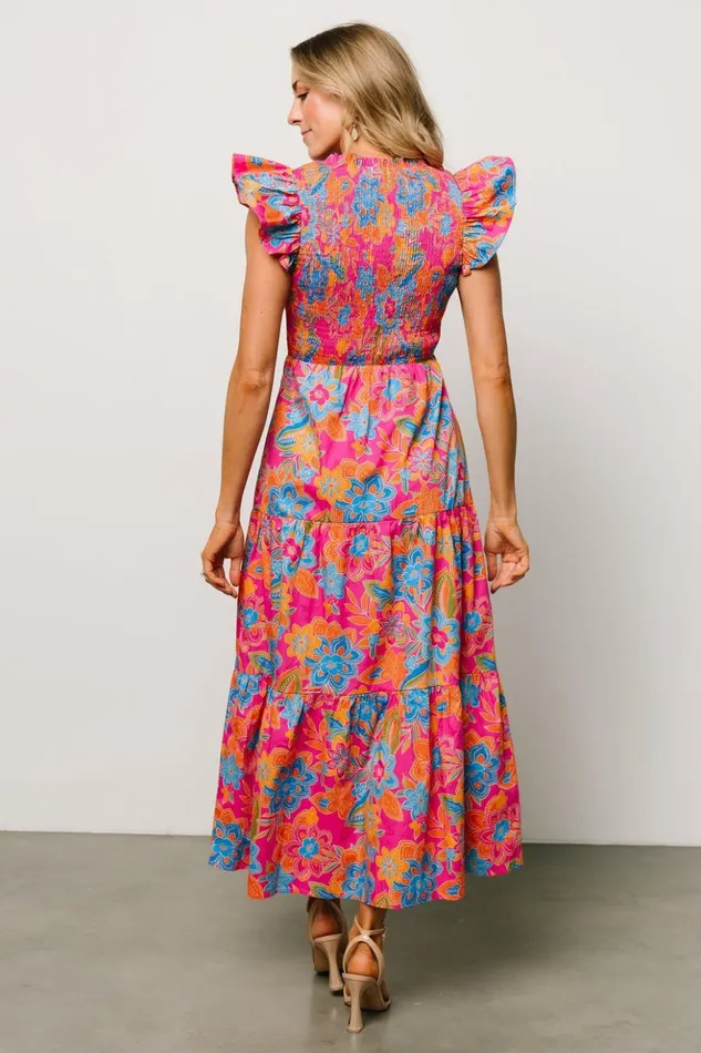 Baltic Born Maxi Dresses Ranchero Smocked Maxi Dress Pink Multi 8211 Women Baltic Born Maxi Dresses Ranchero Smocked Maxi Dress Pink Multi 8211 Women