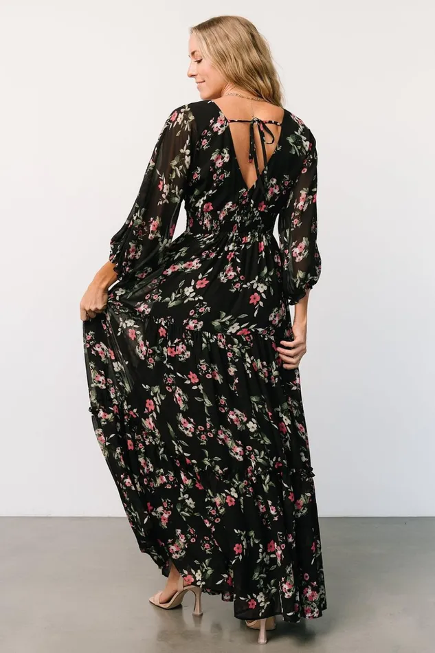 Baltic Born Maxi Dresses Sawyer Tiered Maxi Dress Black Berry 8211 Women Baltic Born Maxi Dresses Sawyer Tiered Maxi Dress Black Berry 8211 Women