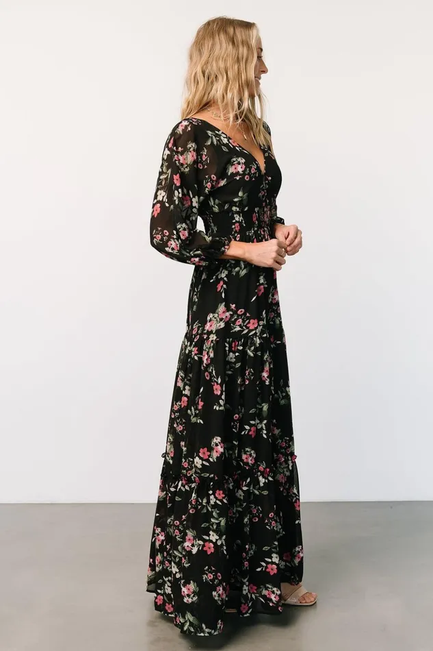Baltic Born Maxi Dresses Sawyer Tiered Maxi Dress Black Berry 8211 Women Baltic Born Maxi Dresses Sawyer Tiered Maxi Dress Black Berry 8211 Women