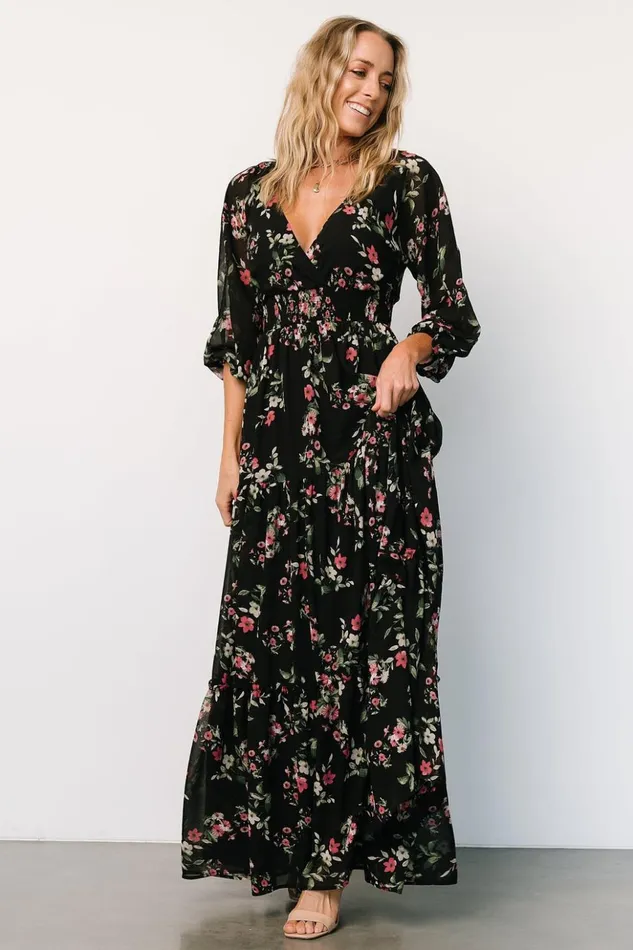 Baltic Born Maxi Dresses Sawyer Tiered Maxi Dress Black Berry 8211 Women Baltic Born Maxi Dresses Sawyer Tiered Maxi Dress Black Berry 8211 Women