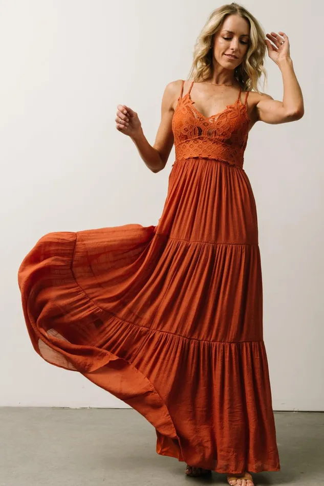 Baltic Born Maxi Dresses Summerlin Lace Top Maxi Dress Rust 8211 Women