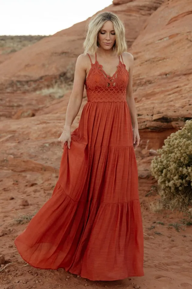 Baltic Born Maxi Dresses Summerlin Lace Top Maxi Dress Rust 8211 Women Baltic Born Maxi Dresses Summerlin Lace Top Maxi Dress Rust 8211 Women