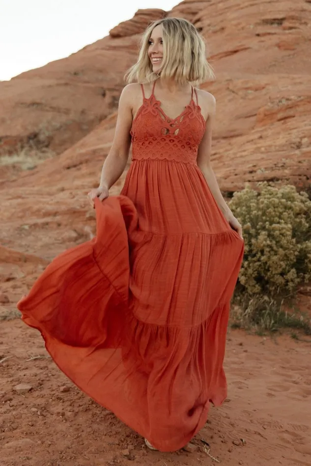 Baltic Born Maxi Dresses Summerlin Lace Top Maxi Dress Rust 8211 Women Baltic Born Maxi Dresses Summerlin Lace Top Maxi Dress Rust 8211 Women