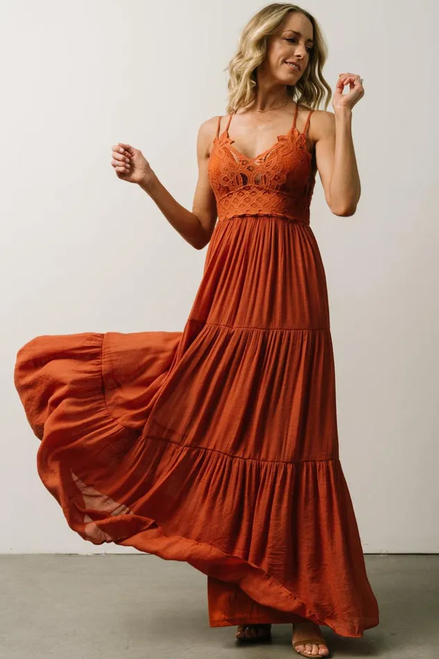 Baltic Born Maxi Dresses Summerlin Lace Top Maxi Dress Rust 8211 Women Baltic Born Maxi Dresses Summerlin Lace Top Maxi Dress Rust 8211 Women