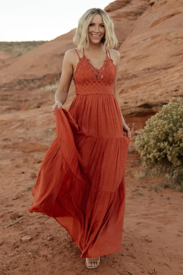 Baltic Born Maxi Dresses Summerlin Lace Top Maxi Dress Rust 8211 Women Baltic Born Maxi Dresses Summerlin Lace Top Maxi Dress Rust 8211 Women