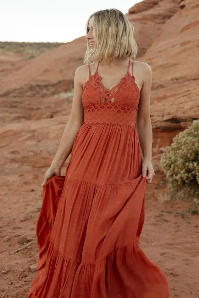 Baltic Born Maxi Dresses Summerlin Lace Top Maxi Dress Rust 8211 Women Baltic Born Maxi Dresses Summerlin Lace Top Maxi Dress Rust 8211 Women