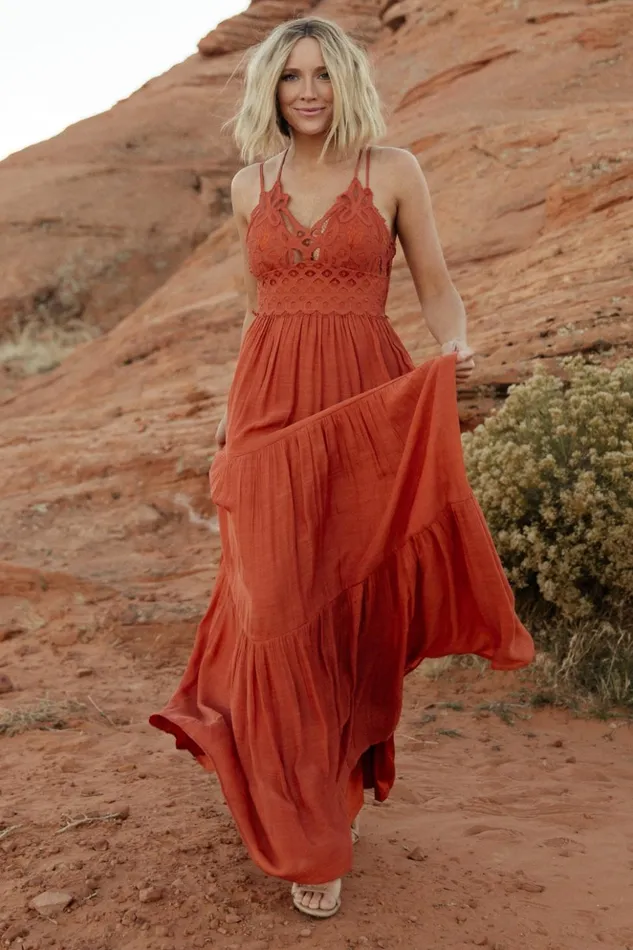 Baltic Born Maxi Dresses Summerlin Lace Top Maxi Dress Rust 8211 Women Baltic Born Maxi Dresses Summerlin Lace Top Maxi Dress Rust 8211 Women