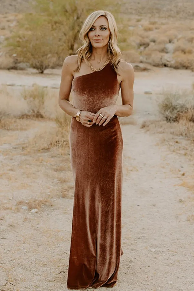 Baltic Born Maxi Dresses Tatiana Velvet One Shoulder Maxi Dress Bronze 8211 Women Baltic Born Maxi Dresses Tatiana Velvet One Shoulder Maxi Dress Bronze 8211 Women