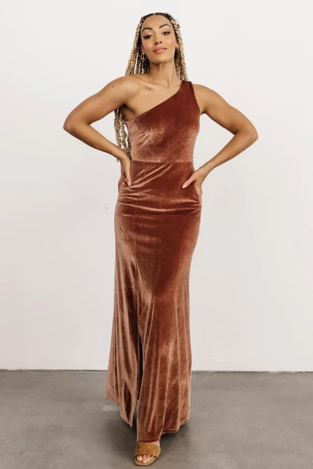 Baltic Born Maxi Dresses Tatiana Velvet One Shoulder Maxi Dress Bronze 8211 Women Baltic Born Maxi Dresses Tatiana Velvet One Shoulder Maxi Dress Bronze 8211 Women