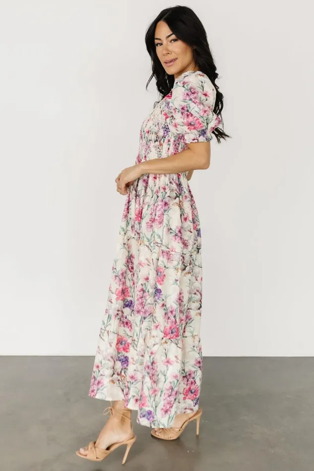 Baltic Born Maxi Dresses Tulsa Smocked Dress Cream Pink 8211 Women Baltic Born Maxi Dresses Tulsa Smocked Dress Cream Pink 8211 Women