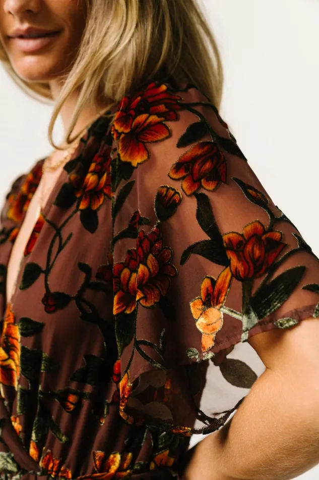Baltic Born Maxi Dresses Uma Velvet Maxi Dress Clove Amber Floral 8211 Women Baltic Born Maxi Dresses Uma Velvet Maxi Dress Clove Amber Floral 8211 Women