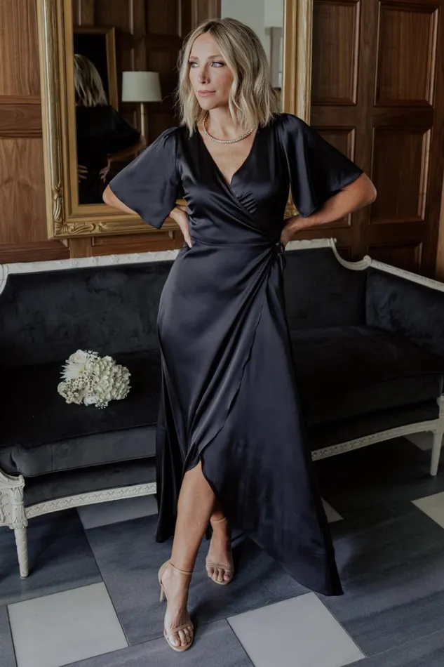 Baltic Born Maxi Dresses Vara Satin Maxi Wrap Dress Black 8211 Women Baltic Born Maxi Dresses Vara Satin Maxi Wrap Dress Black 8211 Women