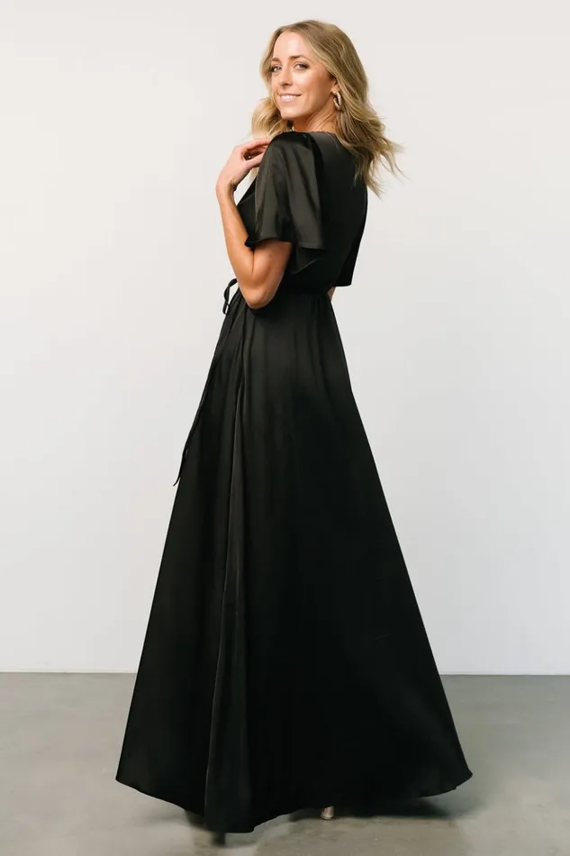 Baltic Born Maxi Dresses Vara Satin Maxi Wrap Dress Black 8211 Women Baltic Born Maxi Dresses Vara Satin Maxi Wrap Dress Black 8211 Women