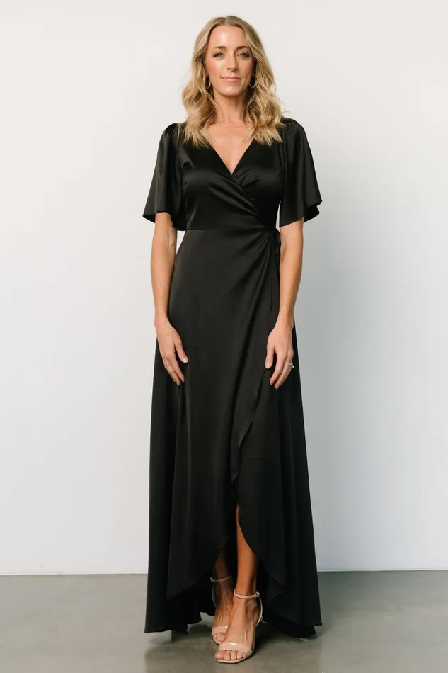 Baltic Born Maxi Dresses Vara Satin Maxi Wrap Dress Black 8211 Women Baltic Born Maxi Dresses Vara Satin Maxi Wrap Dress Black 8211 Women