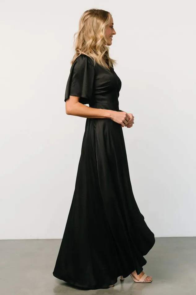Baltic Born Maxi Dresses Vara Satin Maxi Wrap Dress Black 8211 Women Baltic Born Maxi Dresses Vara Satin Maxi Wrap Dress Black 8211 Women