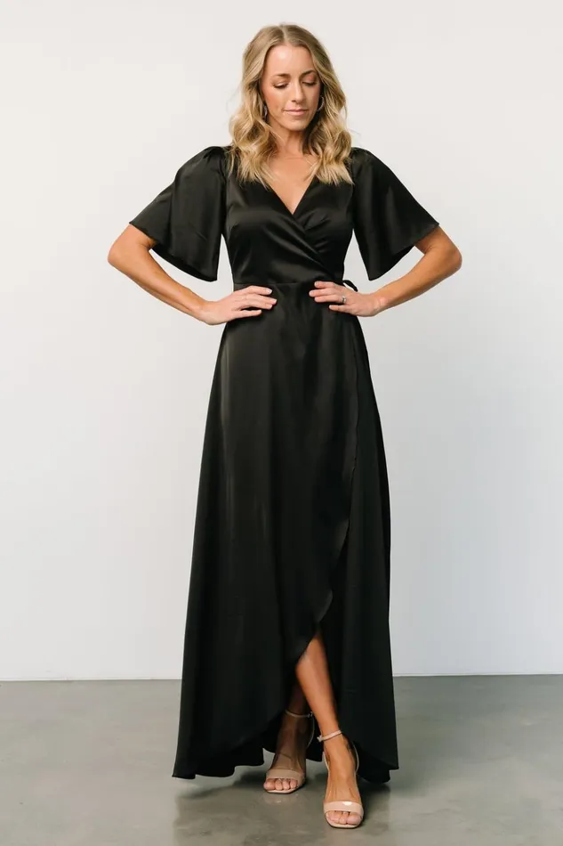 Baltic Born Maxi Dresses Vara Satin Maxi Wrap Dress Black 8211 Women Baltic Born Maxi Dresses Vara Satin Maxi Wrap Dress Black 8211 Women