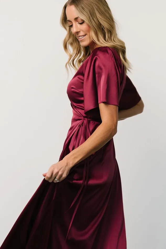 Baltic Born Maxi Dresses Vara Satin Maxi Wrap Dress Mulberry 8211 Women Baltic Born Maxi Dresses Vara Satin Maxi Wrap Dress Mulberry 8211 Women
