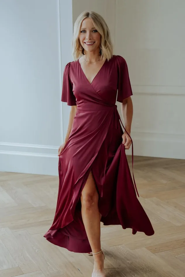 Baltic Born Maxi Dresses Vara Satin Maxi Wrap Dress Mulberry 8211 Women Baltic Born Maxi Dresses Vara Satin Maxi Wrap Dress Mulberry 8211 Women