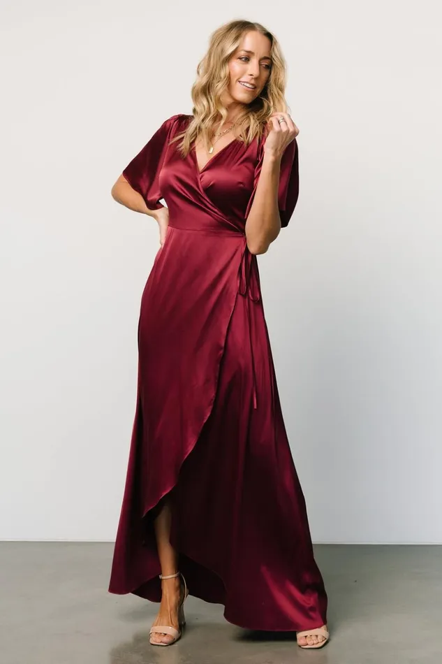 Baltic Born Maxi Dresses Vara Satin Maxi Wrap Dress Mulberry 8211 Women Baltic Born Maxi Dresses Vara Satin Maxi Wrap Dress Mulberry 8211 Women