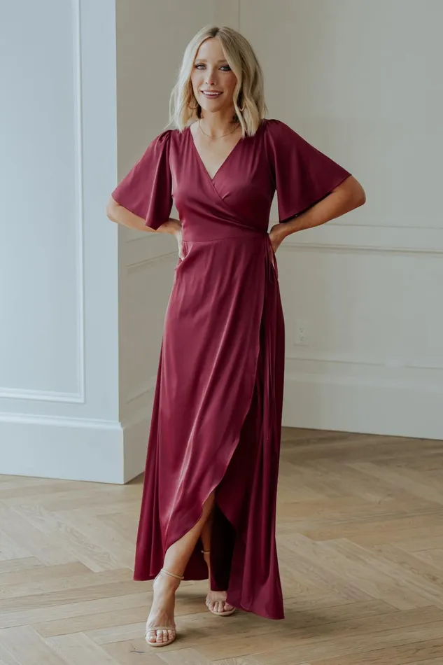 Baltic Born Maxi Dresses Vara Satin Maxi Wrap Dress Mulberry 8211 Women Baltic Born Maxi Dresses Vara Satin Maxi Wrap Dress Mulberry 8211 Women