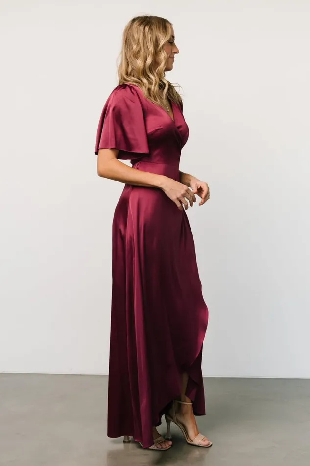 Baltic Born Maxi Dresses Vara Satin Maxi Wrap Dress Mulberry 8211 Women Baltic Born Maxi Dresses Vara Satin Maxi Wrap Dress Mulberry 8211 Women