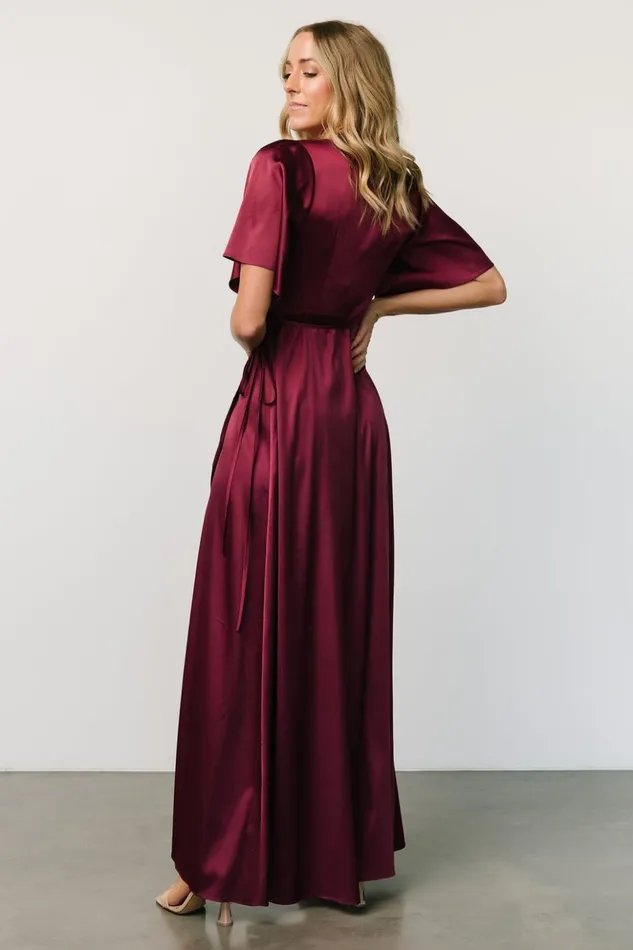 Baltic Born Maxi Dresses Vara Satin Maxi Wrap Dress Mulberry 8211 Women Baltic Born Maxi Dresses Vara Satin Maxi Wrap Dress Mulberry 8211 Women