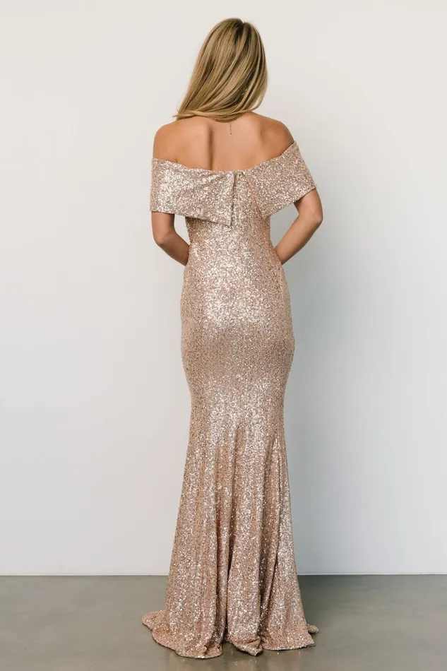 Baltic Born Maxi Dresses Yvonne Off Shoulder Sequin Gown Champagne 8211 Women Baltic Born Maxi Dresses Yvonne Off Shoulder Sequin Gown Champagne 8211 Women