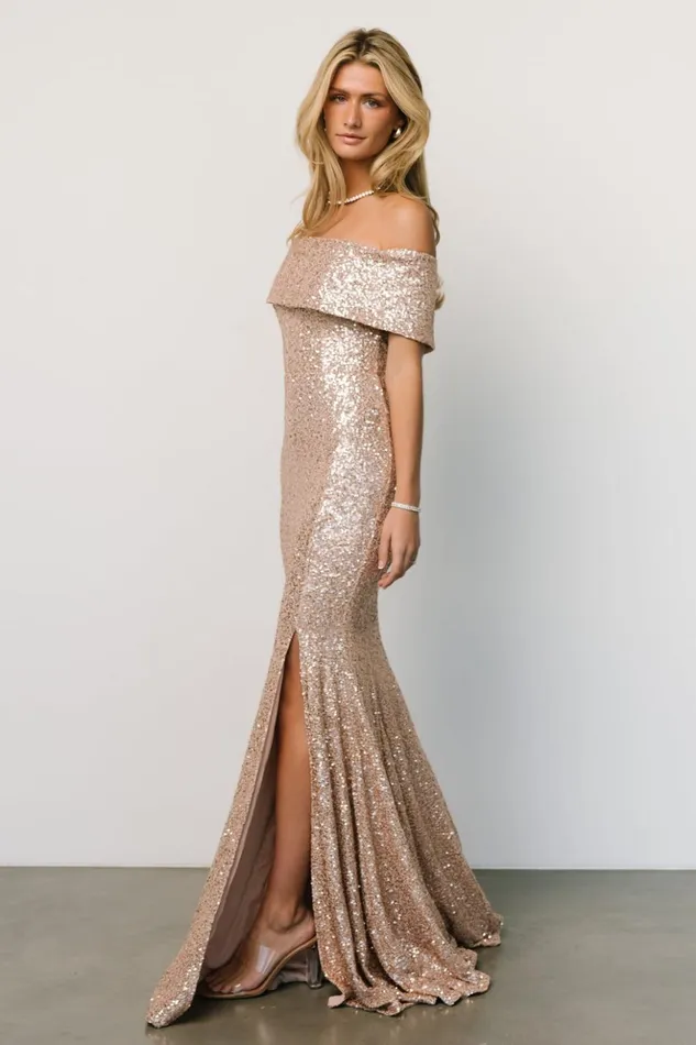 Baltic Born Maxi Dresses Yvonne Off Shoulder Sequin Gown Champagne 8211 Women Baltic Born Maxi Dresses Yvonne Off Shoulder Sequin Gown Champagne 8211 Women