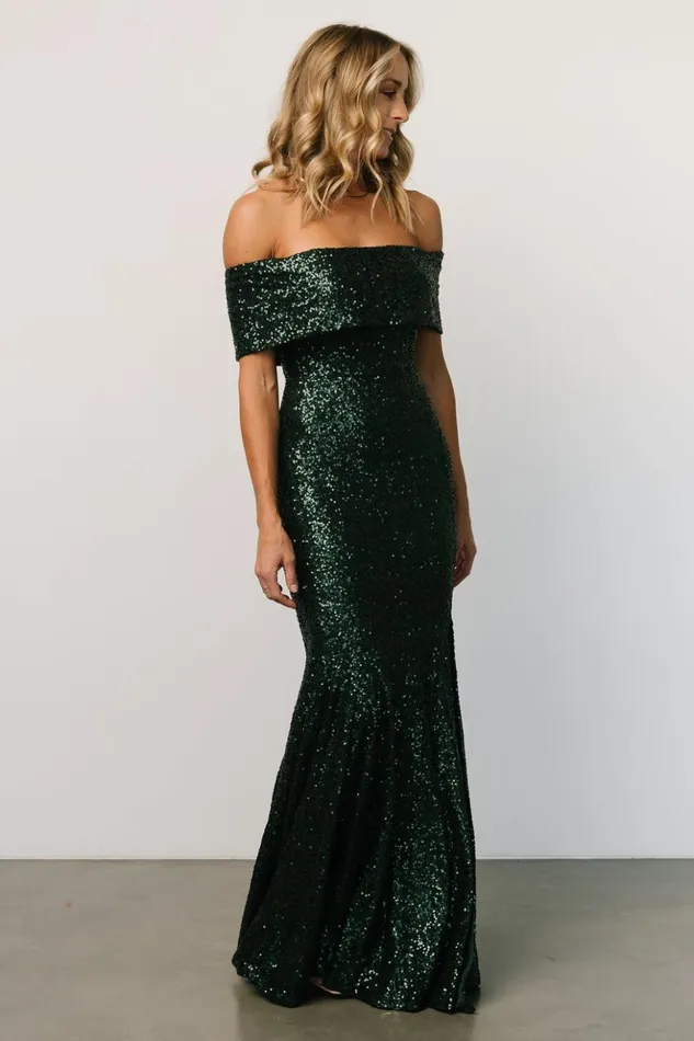 Baltic Born Maxi Dresses Yvonne Off Shoulder Sequin Gown Green 8211 Women Baltic Born Maxi Dresses Yvonne Off Shoulder Sequin Gown Green 8211 Women