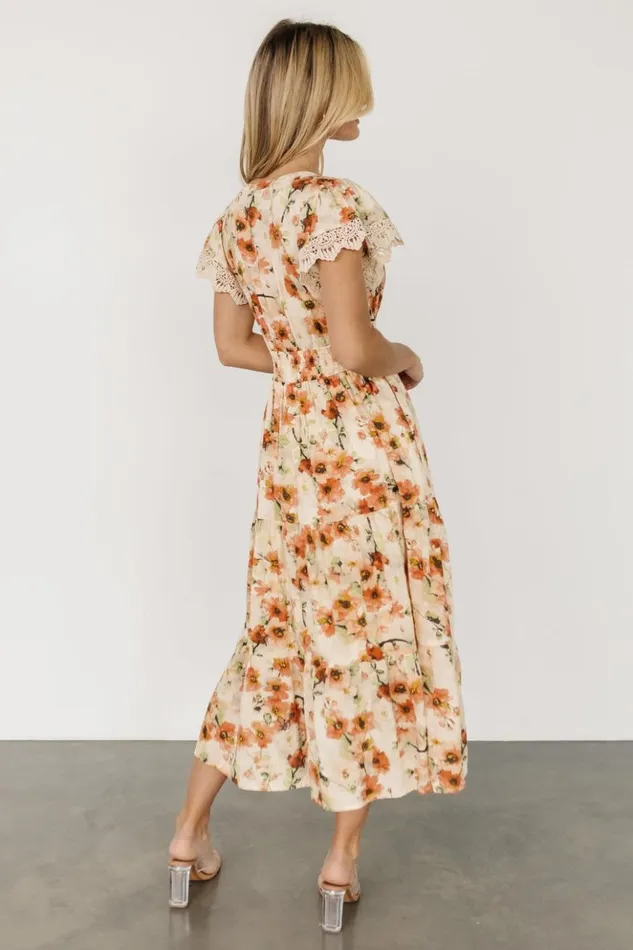 Baltic Born Midi Dresses Aliyah Midi Dress Coral Floral 8211 Women Baltic Born Midi Dresses Aliyah Midi Dress Coral Floral 8211 Women