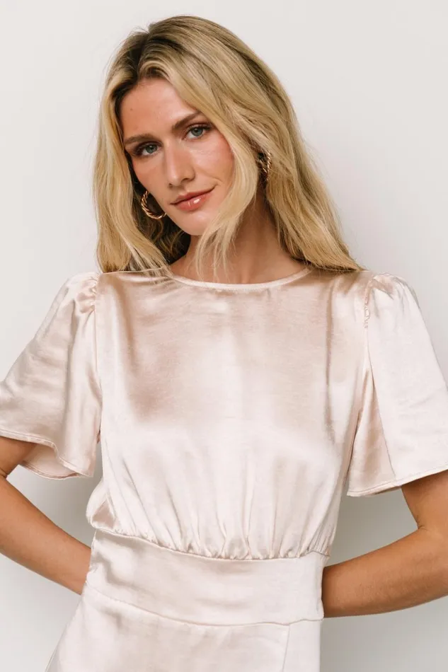 Baltic Born Midi Dresses Allie Satin Dress Champagne 8211 Women Baltic Born Midi Dresses Allie Satin Dress Champagne 8211 Women